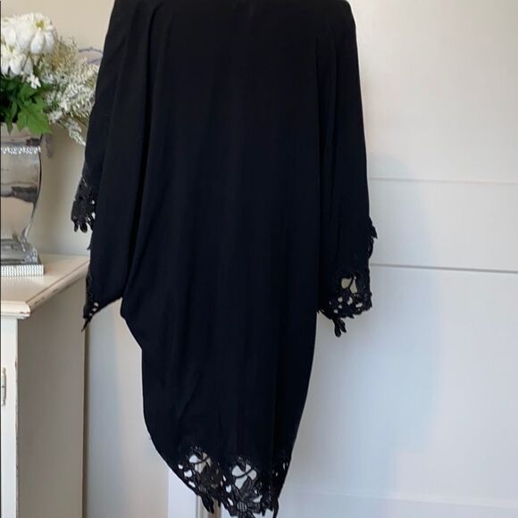 Stella & Dot Lace Trim Kimono Cover Up Black Large - Picture 6 of 13